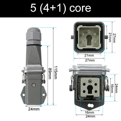 HDC-HA stačiakampė didelės apkrovos jungtis 10A 16A 4 5 6 8 Pin Core Aviation vandeniui atsparus pramoninis kištukinis lizdas