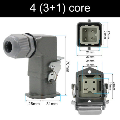 HDC-HA stačiakampė didelės apkrovos jungtis 10A 16A 4 5 6 8 Pin Core Aviation vandeniui atsparus pramoninis kištukinis lizdas