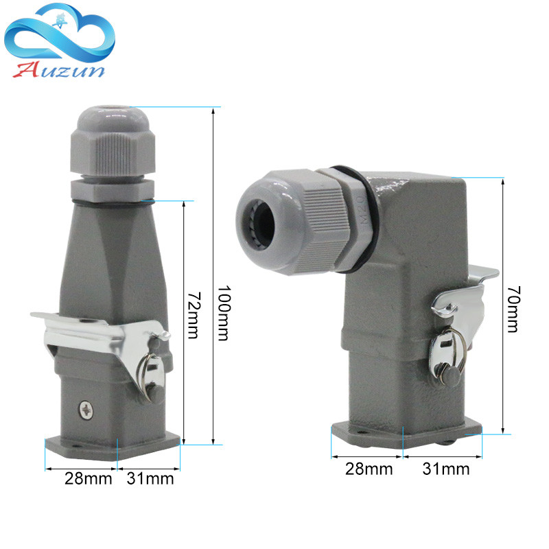 HDC-HA stačiakampė didelės apkrovos jungtis 10A 16A 4 5 6 8 Pin Core Aviation vandeniui atsparus pramoninis kištukinis lizdas