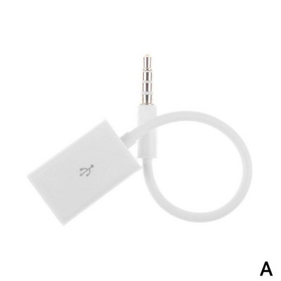3,5 мм автомобилен кабел, мъжки автомобилен AUX аудио щепсел, жак към USB 2.0 женски преобразувател, черно-бял цвят, може да се избере
