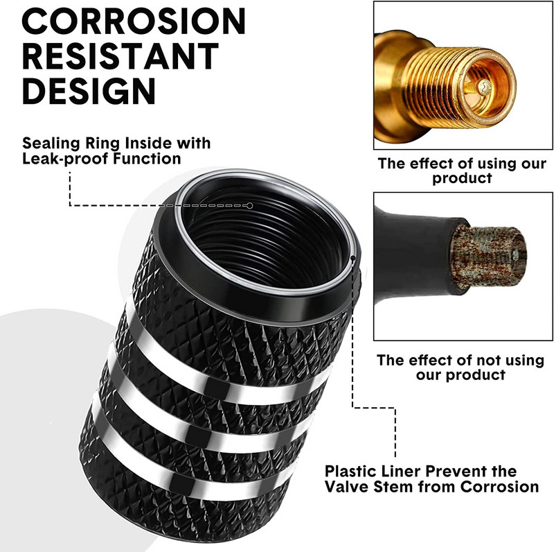 Automobilių padangų vožtuvų dangteliai aliuminio lydinio padangų ratlankių dangteliai oro dulkių vandeniui atsparūs vožtuvų kotų dangteliai motociklams sunkvežimiams dviračiams