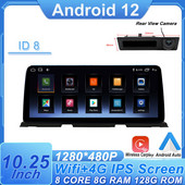 ID 8 BMW F06 F12 F13 CIC NBT rendszerhez 10,25" 1280*480P autómonitor IPS képernyő Android 12 Carplay + Auto