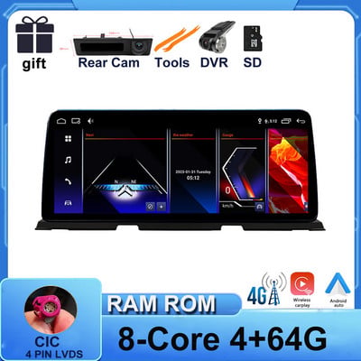 ID 8 BMW F06 F12 F13 CIC NBT rendszerhez 10,25" 1280*480P autómonitor IPS képernyő Android 12 Carplay + Auto