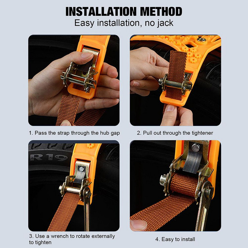 Lanț de zăpadă 1/2/4/6 buc. Lanț de anvelope Set de uretan Legături pentru roți Curele pentru anvelope Lanțuri de iarnă Lant anti-alunecare Set de lanțuri de zăpadă antiderapante