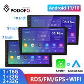 Podofo Android 11 Autoradio Auto Radio 32G 2 Din 7"/9"/10" Universal WIFI GPS Car Audio Multimedia Player pentru Nissan Toyota Kia