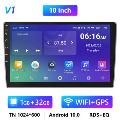 Podofo Android 11 Autoradio Auto Radio 32G 2 Din 7"/9"/10" Universal WIFI GPS Car Audio Multimedia Player pentru Nissan Toyota Kia