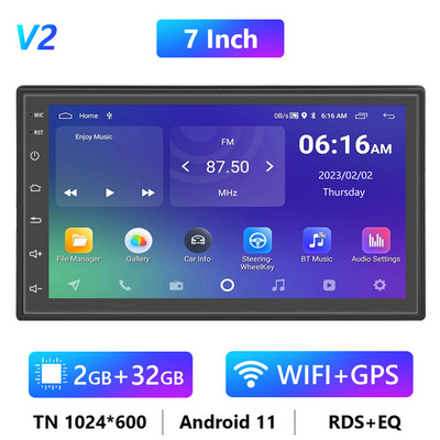 Podofo Android 11 Autoradio Auto Radio 32G 2 Din 7"/9"/10" Universal WIFI GPS Car Audio Multimedia Player pentru Nissan Toyota Kia