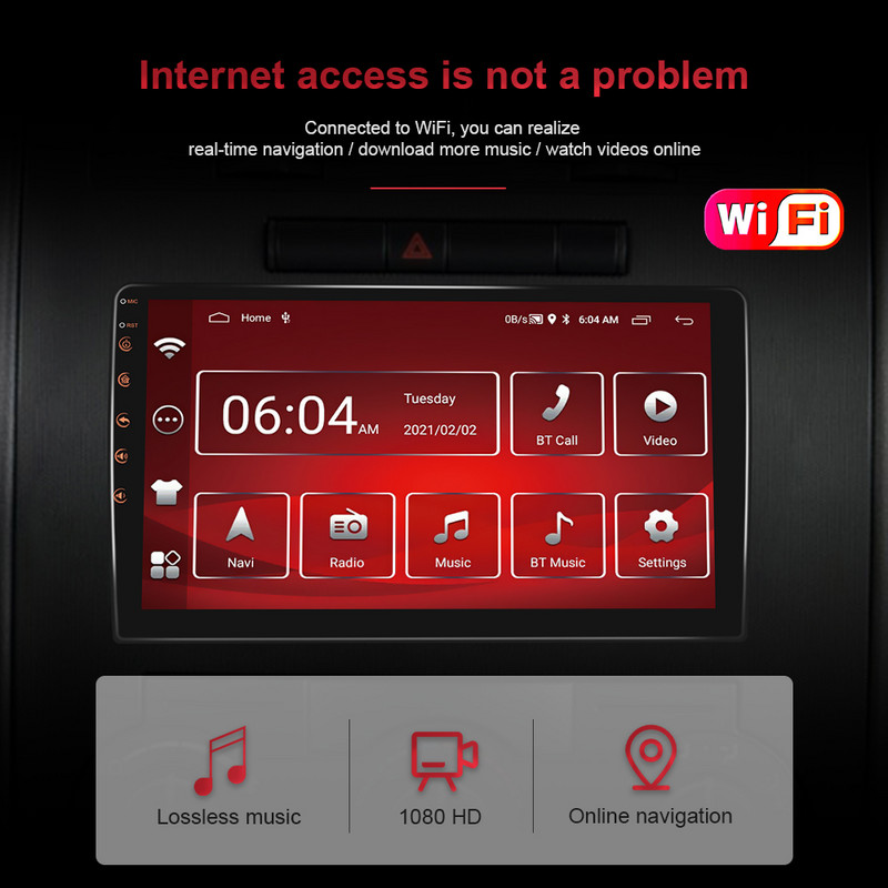 Podofo Android 11 Autoradio Auto Radio 32G 2 Din 7"/9"/10" Universal WIFI GPS Car Audio Multimedia Player pentru Nissan Toyota Kia