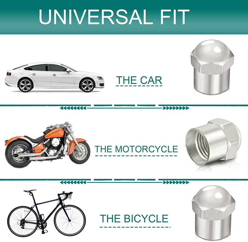 10/20/50 vnt chromo padangų vožtuvo koto dangteliai, nerūdijantis plastikas su guminiu sandarikliu Universalūs automobilių motociklų vožtuvo koto dangteliai