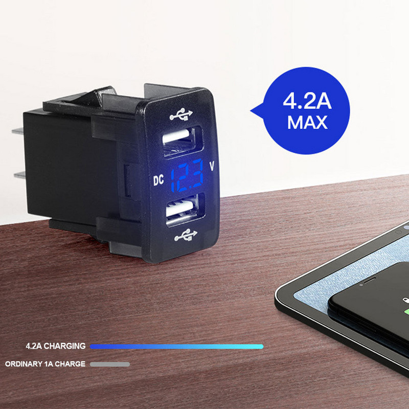 4.2A Dual Port Toma Fast Phone 12V 24V Incarcator cu LED Voltmetru Auto USB incorporat Incarcator adaptor priza pentru Honda Crv CB500X