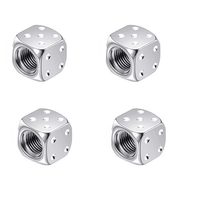 4Pcs Dice Style Kapice ventila za gume za automobile Motocikli Bicikli Kapice za bradavice od aluminijske legure Ventil za zrak u gumama Kapice kotača otporne na prašinu