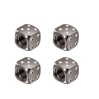 4Pcs Dice Style Kapice ventila za gume za automobile Motocikli Bicikli Kapice za bradavice od aluminijske legure Ventil za zrak u gumama Kapice kotača otporne na prašinu