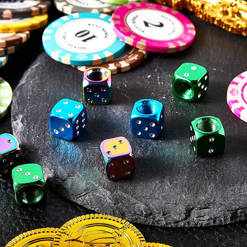 4Pcs Dice Style Kapice ventila za gume za automobile Motocikli Bicikli Kapice za bradavice od aluminijske legure Ventil za zrak u gumama Kapice kotača otporne na prašinu