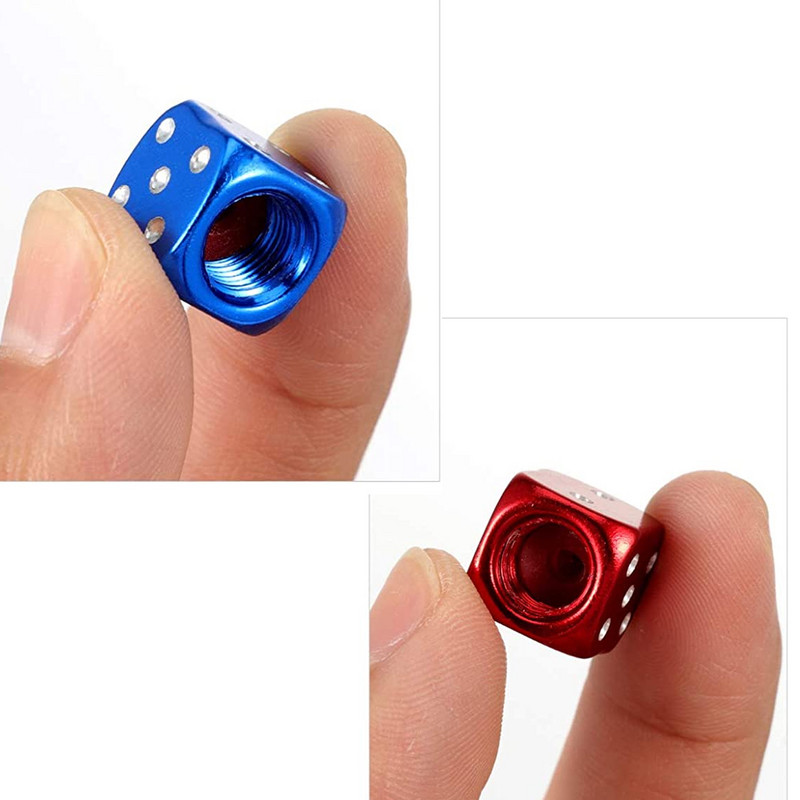 4Pcs Dice Style Kapice ventila za gume za automobile Motocikli Bicikli Kapice za bradavice od aluminijske legure Ventil za zrak u gumama Kapice kotača otporne na prašinu