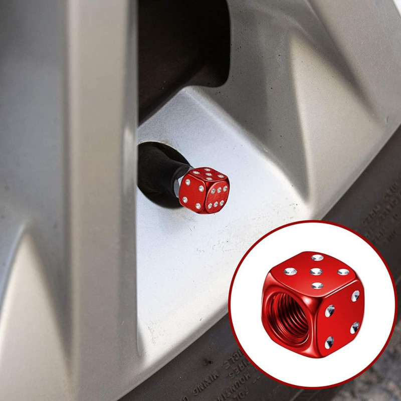 4Pcs Dice Style Kapice ventila za gume za automobile Motocikli Bicikli Kapice za bradavice od aluminijske legure Ventil za zrak u gumama Kapice kotača otporne na prašinu
