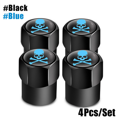 4 bucăți/set Capace de supapă cu logo craniu roșu Accesorii pentru roți de mașină Capac pentru tijă Auto Styling Din aliaj de aluminiu Capace pentru jante pentru anvelope