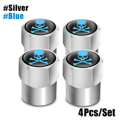 4 bucăți/set Capace de supapă cu logo craniu roșu Accesorii pentru roți de mașină Capac pentru tijă Auto Styling Din aliaj de aluminiu Capace pentru jante pentru anvelope