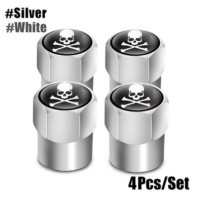 4 bucăți/set Capace de supapă cu logo craniu roșu Accesorii pentru roți de mașină Capac pentru tijă Auto Styling Din aliaj de aluminiu Capace pentru jante pentru anvelope