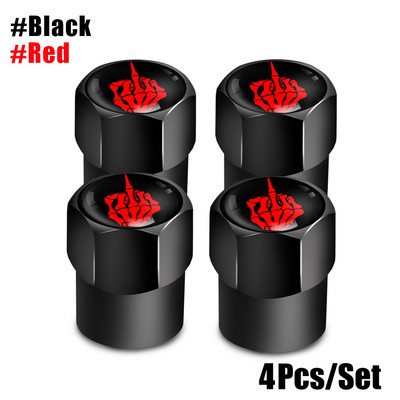 4 bucăți/set Capace de supapă cu logo craniu roșu Accesorii pentru roți de mașină Capac pentru tijă Auto Styling Din aliaj de aluminiu Capace pentru jante pentru anvelope