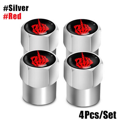 4 bucăți/set Capace de supapă cu logo craniu roșu Accesorii pentru roți de mașină Capac pentru tijă Auto Styling Din aliaj de aluminiu Capace pentru jante pentru anvelope