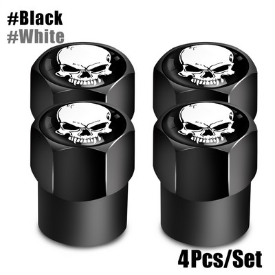 4 bucăți/set Capace de supapă cu logo craniu roșu Accesorii pentru roți de mașină Capac pentru tijă Auto Styling Din aliaj de aluminiu Capace pentru jante pentru anvelope