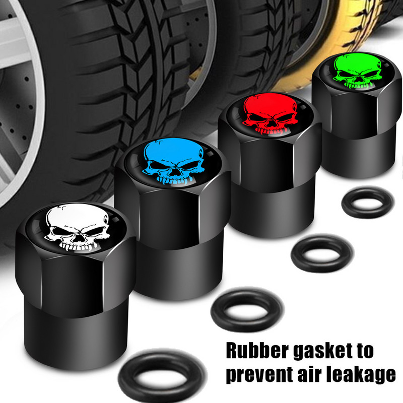 4 bucăți/set Capace de supapă cu logo craniu roșu Accesorii pentru roți de mașină Capac pentru tijă Auto Styling Din aliaj de aluminiu Capace pentru jante pentru anvelope