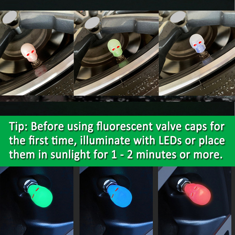 4 buc. Capacul supapei anvelopei luminoase pentru mașină, motocicletă, butuc de roată pentru bicicletă, capac de supapă strălucitor, decorare a anvelopei, stil auto, accesorii pentru anvelope