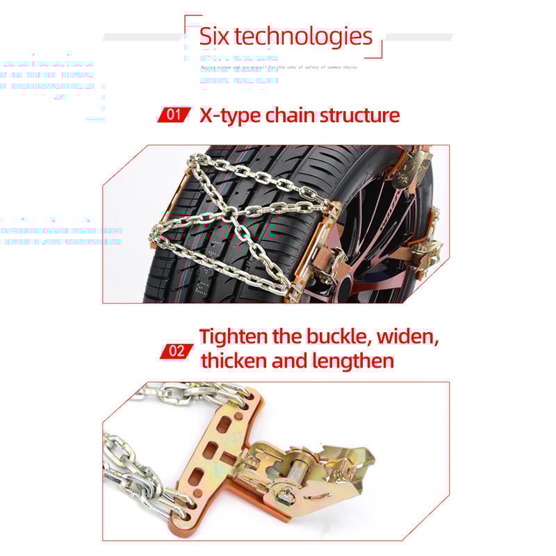 Anvelope auto Lanțuri antiderapante pentru mașini SUV Lanț universal de urgență pentru zăpadă și noroi Oțel cu mangan Lanț antiderapant pentru vehicule