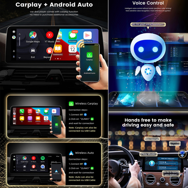 Ecran tactil anti-orbire Blu-ray Android 12 Player Multimedia auto pentru BMW Seria 5 F10/F11/520 2011-2016 (LHD) Navigație GPS DSP