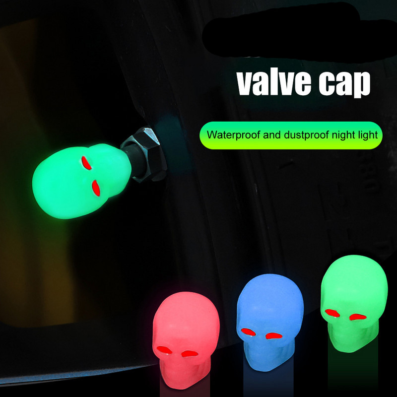 Capace de supapă de anvelopă luminoase pentru mașină, motocicletă, capac de supapă strălucitoare, butuc de roată a anvelopei, decorare pentru stil, accesorii auto, 5 culori
