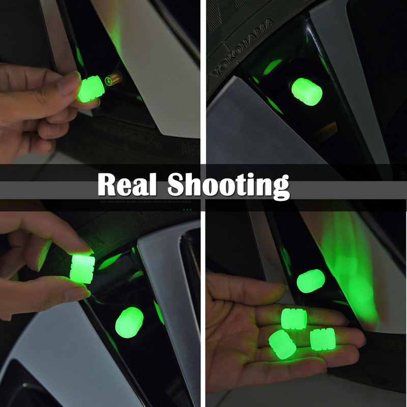 Capace de supapă de anvelopă luminoase pentru mașină, motocicletă, capac de supapă strălucitoare, butuc de roată a anvelopei, decorare pentru stil, accesorii auto, 5 culori