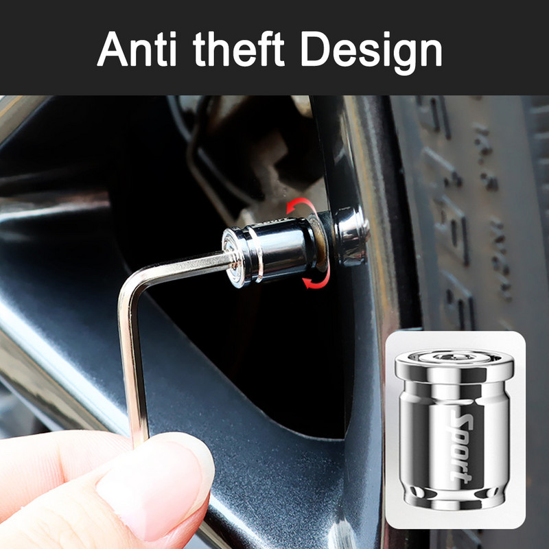 Capace de supape de anvelope antifurt Capace de tijă de supapă în stil sport Capace rezistente la praf pentru roți Anvelope decorative din aliaj de zinc Accesorii auto