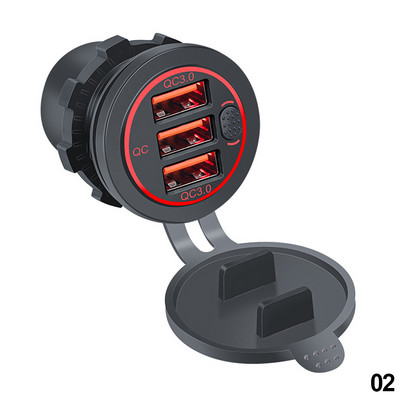 68 W-os kettős QC 3.0 USB és PD Type-C három aljzatú, 12-24 V-os autós töltő érintéskapcsolóval vízálló autós tengeri lakóautóhoz