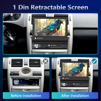 Podofo Autoradio 1 DIN Android Ραδιόφωνο αυτοκινήτου CarPlay GPS 7\