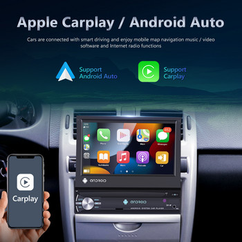 Podofo Autoradio 1 DIN Android Ραδιόφωνο αυτοκινήτου CarPlay GPS 7\