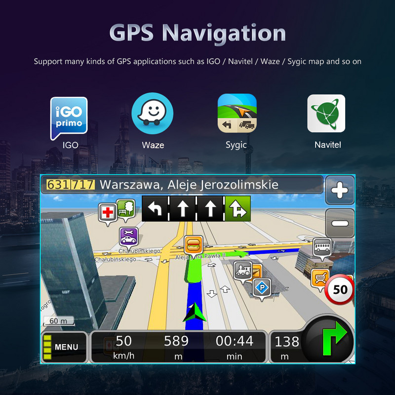 Podofo Autoradio 1 DIN Android automobilinis radijas CarPlay GPS 7" rankinis IPS ištraukiamas ekranas universalus automobilinis multimedijos grotuvas