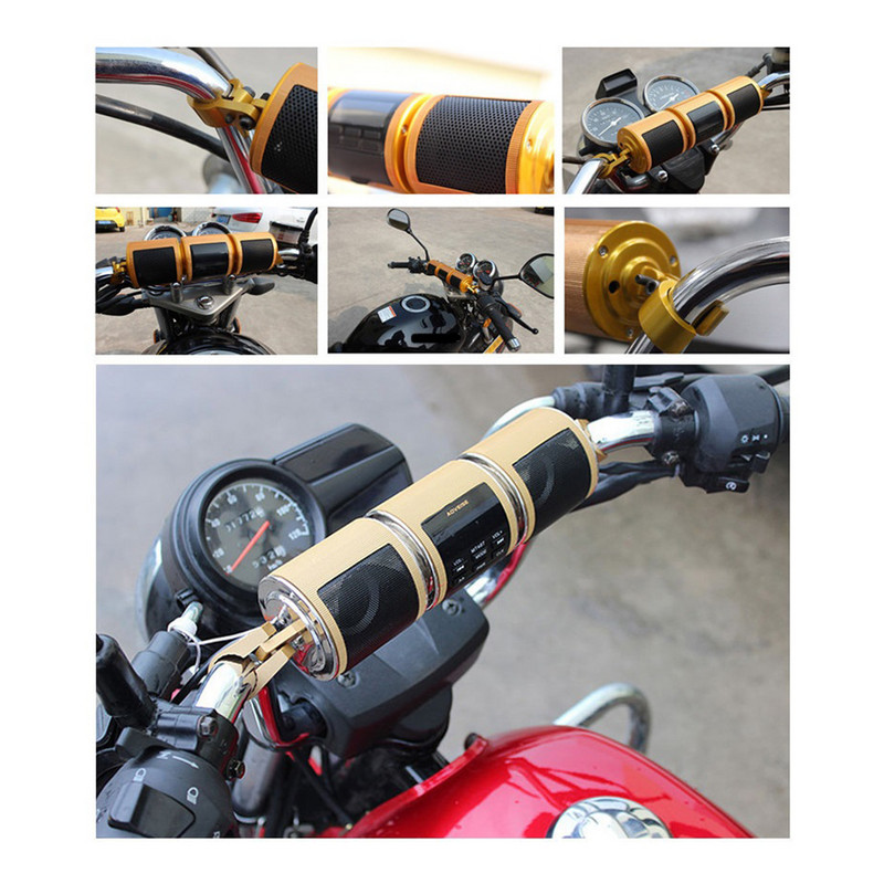 Sistem de amplificator audio pentru difuzoare stereo pentru motociclete 12 V DC compatibil Bluetooth Suport pentru ghidon IPX4 impermeabil pentru scuter ATV