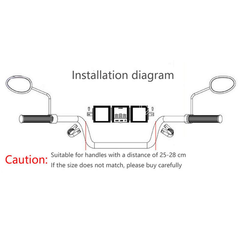 Sistem de amplificator audio pentru difuzoare stereo pentru motociclete 12 V DC compatibil Bluetooth Suport pentru ghidon IPX4 impermeabil pentru scuter ATV