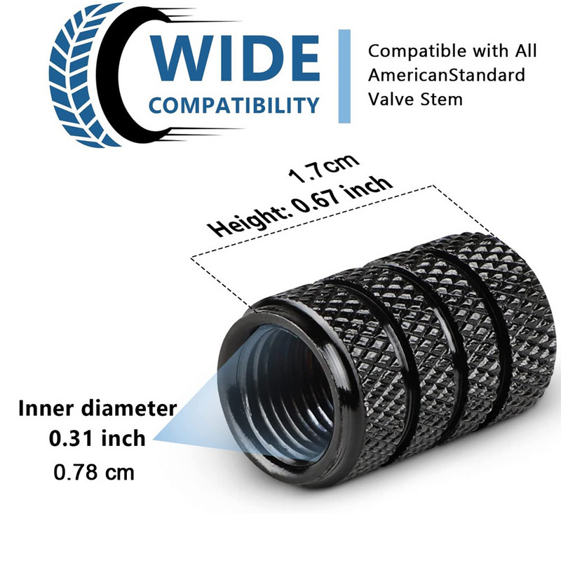 Capace de tijă a supapelor de anvelopă din aliaj de aluminiu 4 buc Capace de supapă a anvelopei pentru roți de mașină Capace universale pentru tije pentru mașini, motociclete și biciclete