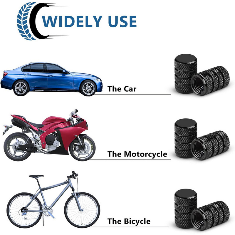 Capace de tijă a supapelor de anvelopă din aliaj de aluminiu 4 buc Capace de supapă a anvelopei pentru roți de mașină Capace universale pentru tije pentru mașini, motociclete și biciclete