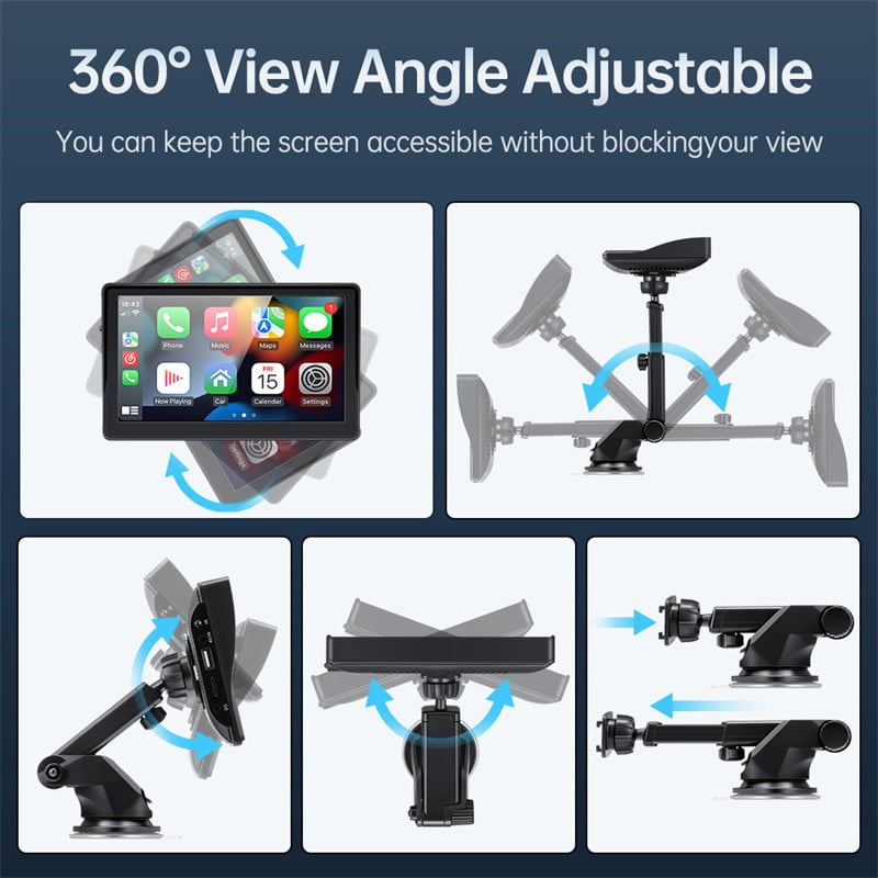 Nou radio universal de 7 inchi, player video multimedia, portabil, wireless, Apple CarPlay, Android, ecran tactil automat pentru BMW VW KIA