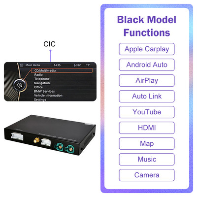 Road Top Wireless IOS CarPlay pentru BMW CIC System X5 E70 X6 E71 2011-2013 X1 E84 2009-2015 cu Android Auto Mirror Link AirPlay
