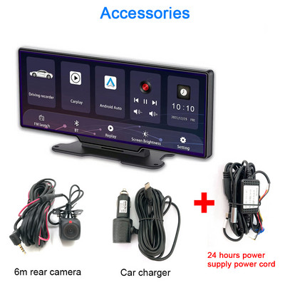 10,26" Apple Carplay Wireless Bluetooth Android Auto WiFi DVR pentru mașină Camere duale Înregistrare 4K + 1080P APP Control Player Multimedia