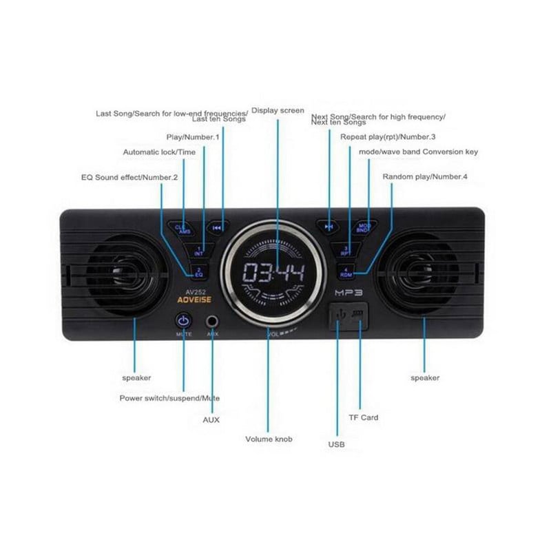 12V autós Mp3 audio lejátszó Bluetooth-kompatibilis hangszóró veszteségmentes zene Fm autórádió kártyaolvasó AV252B