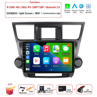 Android 12 - Toyota Highlander 2 XU40 2007 - 2013 Autórádió Multimédia Videolejátszó Navigáció Sztereó GPS No 2Din 2Din DVD