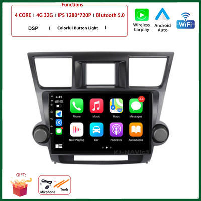Android 12 - Toyota Highlander 2 XU40 2007 - 2013 Autórádió Multimédia Videolejátszó Navigáció Sztereó GPS No 2Din 2Din DVD