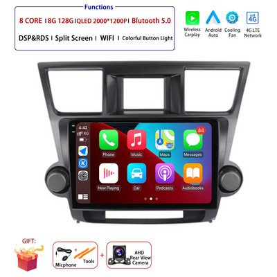 Android 12 - Toyota Highlander 2 XU40 2007 - 2013 Autórádió Multimédia Videolejátszó Navigáció Sztereó GPS No 2Din 2Din DVD