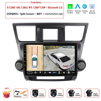 Android 12 - Toyota Highlander 2 XU40 2007 - 2013 Autórádió Multimédia Videolejátszó Navigáció Sztereó GPS No 2Din 2Din DVD