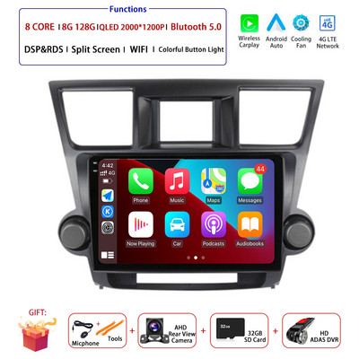 Android 12 - Toyota Highlander 2 XU40 2007 - 2013 Autórádió Multimédia Videolejátszó Navigáció Sztereó GPS No 2Din 2Din DVD