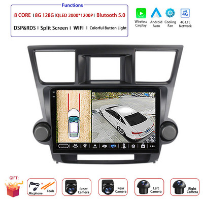 Android 12 - Toyota Highlander 2 XU40 2007 - 2013 Autórádió Multimédia Videolejátszó Navigáció Sztereó GPS No 2Din 2Din DVD
